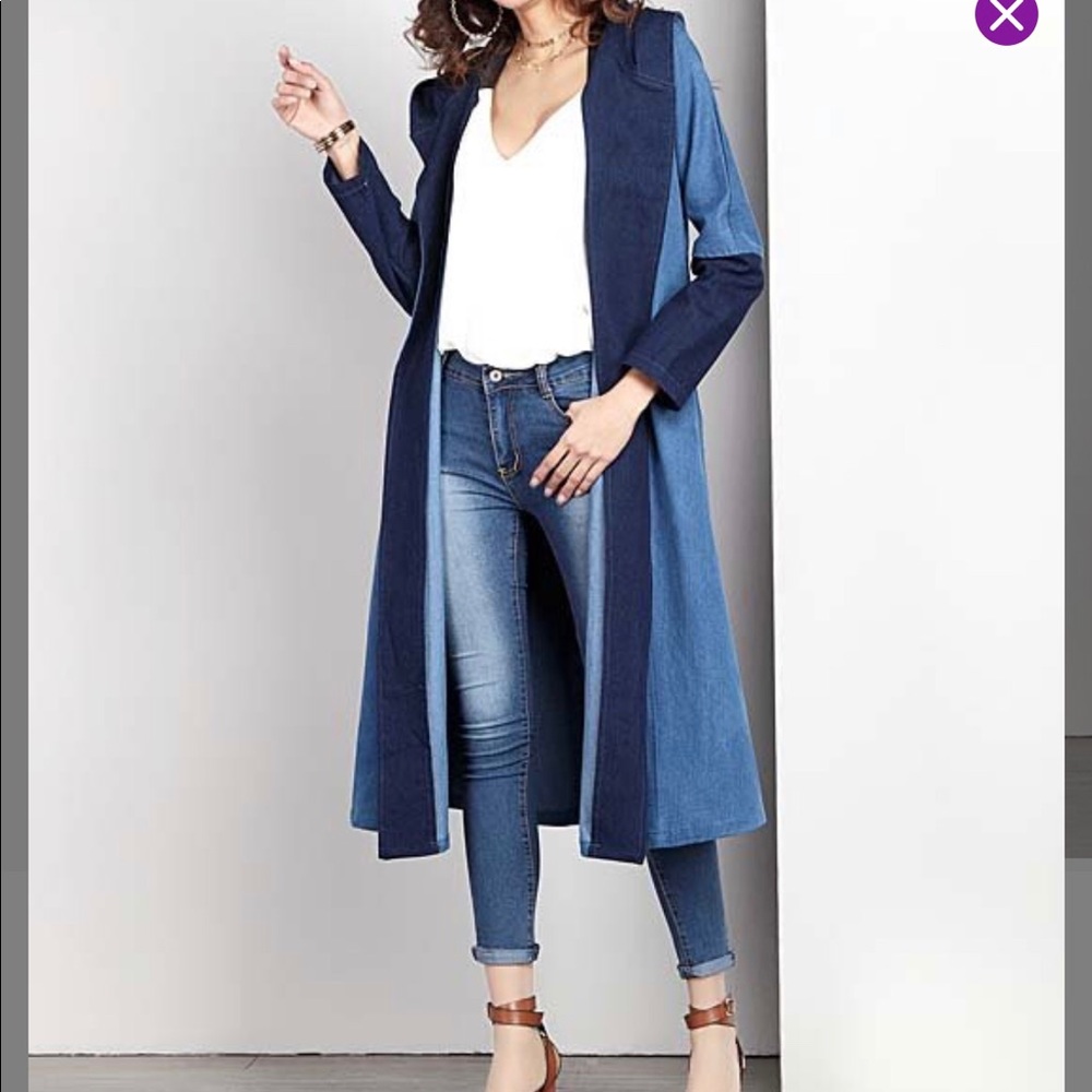 Indigo hooded open maxi jacket